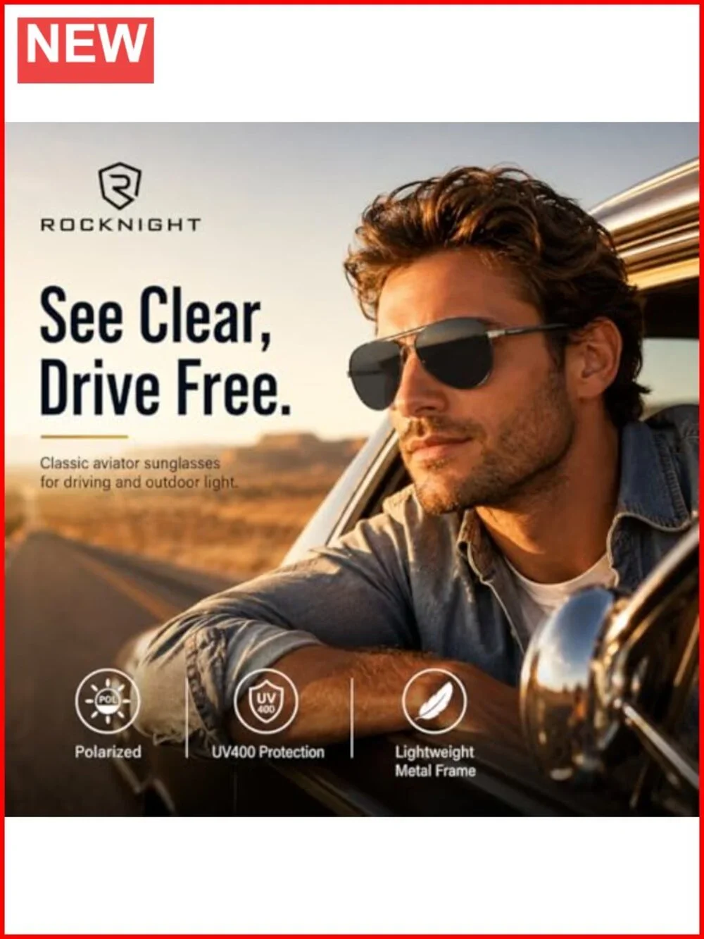 Polarized Aviator Sunglasses UV400 Metal Frame Flat Top Driving Outdoor
